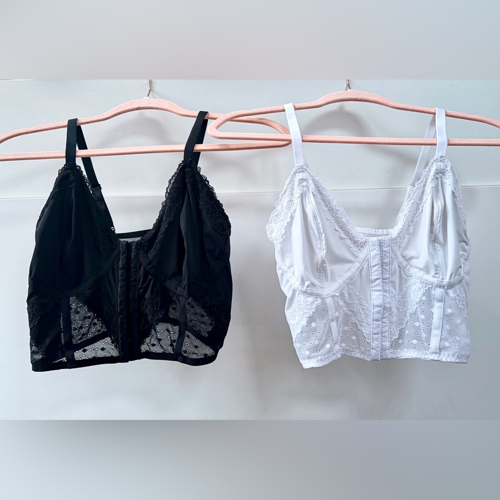 No Boundaries Black and White Lace Bralette Duo